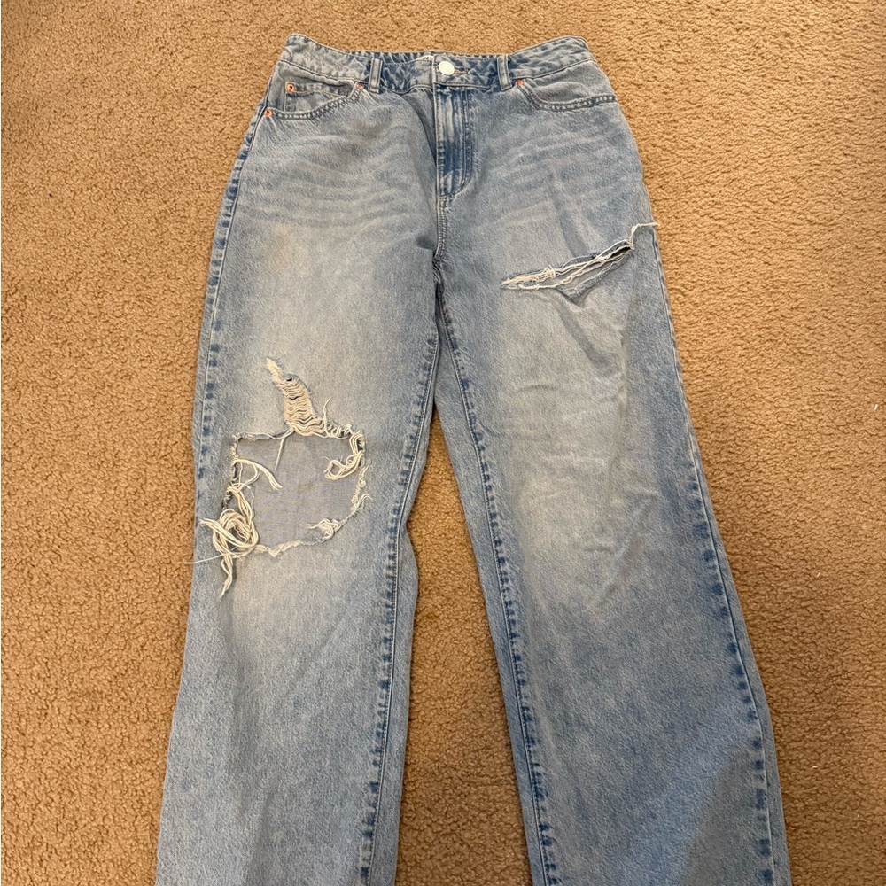 Garage Distressed Jeans - Size 7 (28) Wide Leg